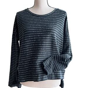 MADEWELL Jersey Top Shirt Navy Blue Sz M Distressed Stripes Preppy Mom Nautical